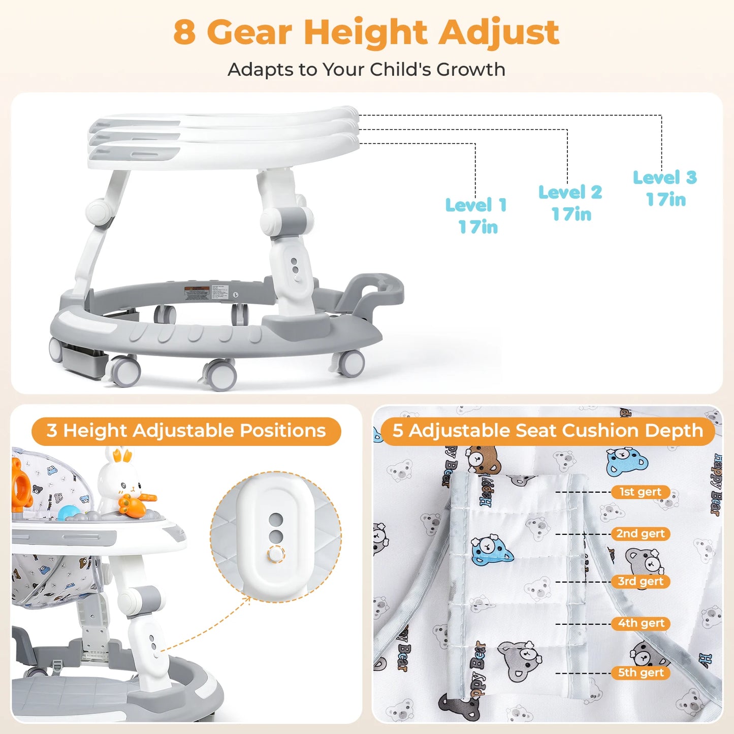 Safety 4 In 1 Baby Walker And Play Center AdjustableHeights