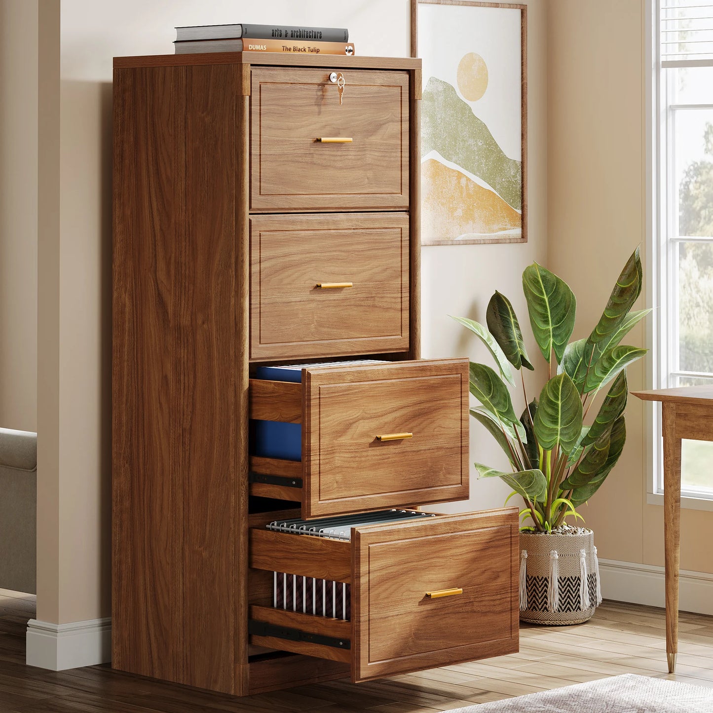 Tribesigns 4 Drawer File Cabinet With Lock For Home Office