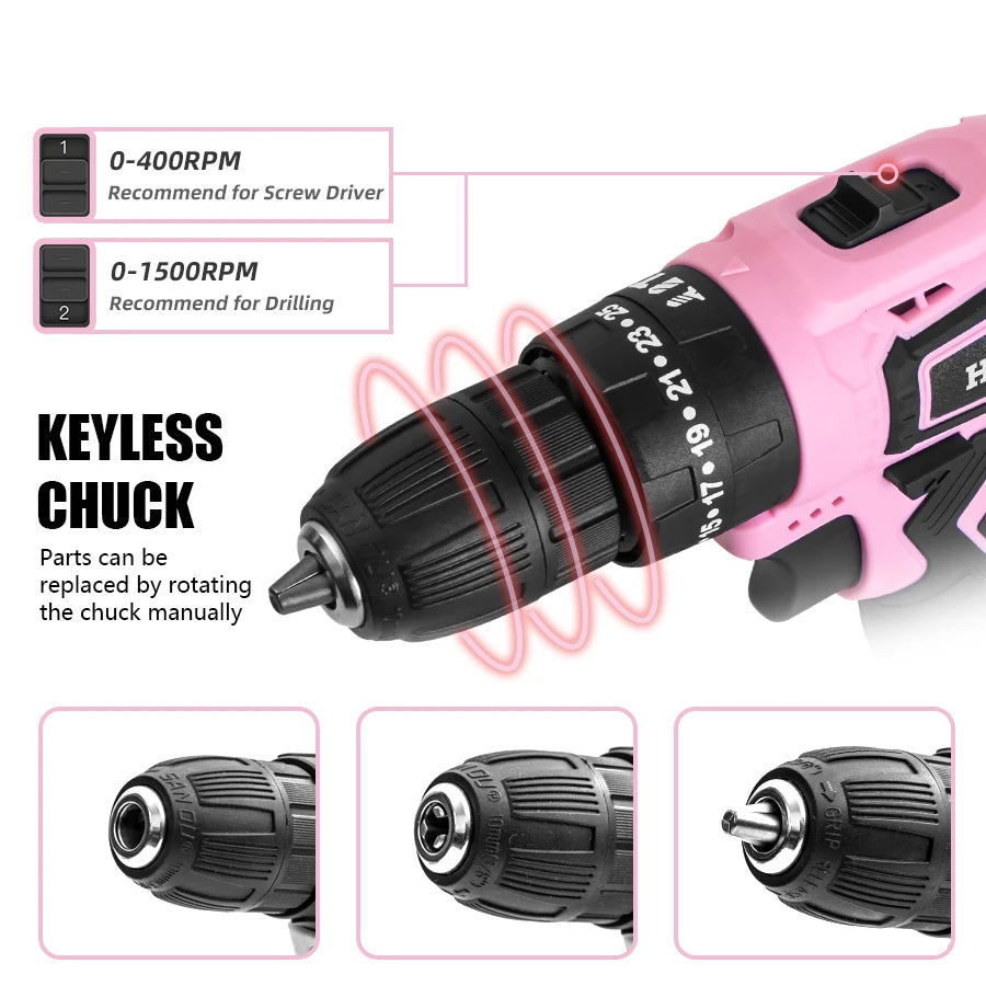HILDADIY 21V Cordless Drill With 25 to 1 Torque Settings