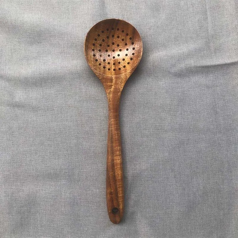 Wooden Utensil Set 5 Pieces With Hanging Holes Non Toxic Kitchen Tools